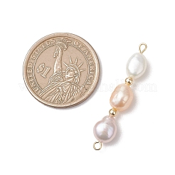 Three-Color Natural Pearl Potato Beaded Connector Charms&nbsp;PALLOY-JF04904-02