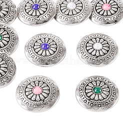 10Pcs 5 Colors Tibetan Style Flat Round Alloy with Resin Decorative Rivets&nbsp;BUTT-TA0001-31B