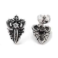 316 Surgical Stainless Steel Pave Clear Cubic Zirconia Stud Earrings for Women Men&nbsp;EJEW-Z050-13AS