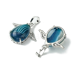 Dyed Natural Blue Banded Agate Pendants&nbsp;G-C114-05P-07