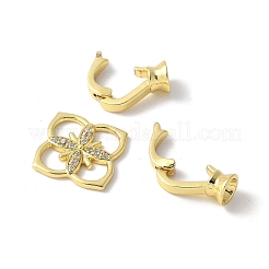Brass Pave Clear Cubic Zirconia Fold Over Clasps&nbsp;KK-M320-03G