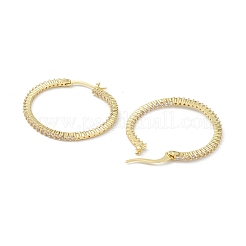 Circle Ring Rack Plating Brass Cubic Zirconia Hoop Earrings for Women&nbsp;EJEW-K245-18G