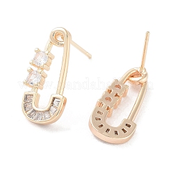 Safety Pins Shape Brass Stud Earrings&nbsp;EJEW-F332-04G