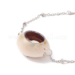 Natural Cowrie Shell Link Bracelet with Satellite Chain for Women&nbsp;STAS-P302-12P