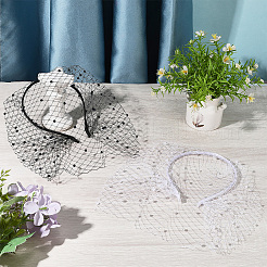 2Pcs 2 Colors Mesh Veil Cloth Hair Bands&nbsp;AJEW-CP0009-59