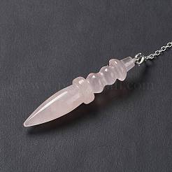 Natural Rose Quartz Pointed Dowsing Pendulums&nbsp;AJEW-B020-06P-07
