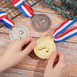 12Pcs 3 Colors Zinc Alloy Award Football Medal&nbsp;AJEW-GA0003-62