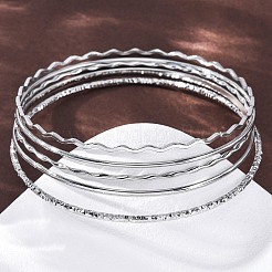 5Pcs 304 Stainless Steel Bangle Set for Women&nbsp;BJEW-S162-01B-P