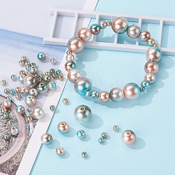 497Pcs 5 Style Rainbow ABS Plastic Imitation Pearl Beads&nbsp;OACR-YW0001-09A