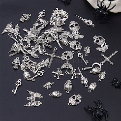 60Pcs 12 Styles Halloweem Themed Tibetan Style Alloy Pendants&nbsp;TIBEP-DC0001-35