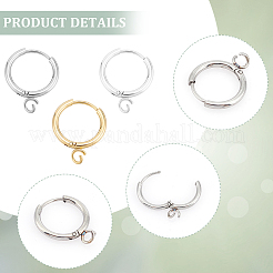12Pcs 3 Colors 201 Stainless Steel Huggie Hoop Earring Findings&nbsp;STAS-UN0057-49