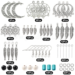 DIY Woven Net/Web with Feather Earring Making Kits&nbsp;DIY-FS0008-65