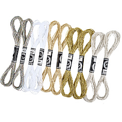 10 Skeins 5 Colors 12-Ply Metallic Polyester Embroidery Floss&nbsp;OCOR-CY0002-08