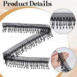 Polyester & Glass Rhinestone & Imitation Pearl Beaded Tassel Ribbon&nbsp;DIY-CY0003-68B