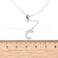 925 Sterling Silver Star Moon Y Necklaces&nbsp;NJEW-R025-02P
