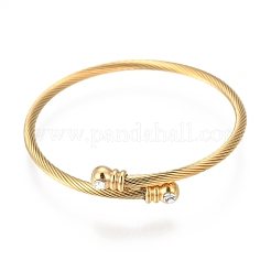 Trendy 304 Stainless Steel Torque Bangles & Rings Sets&nbsp;SJEW-H073-13A