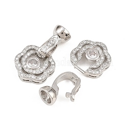 Brass Micro Pave Clear Cubic Zirconia Fold Over Clasps&nbsp;KK-H292-14P