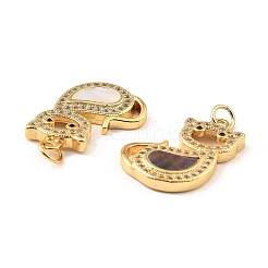 Brass Cubic Zirconia with Shell Pendants&nbsp;KK-K342-21G