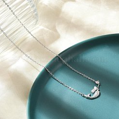 Brass Micro Pave Cubic Zirconia Heart Mermaid Pendant Necklaces for Women&nbsp;NJEW-S441-07A-P