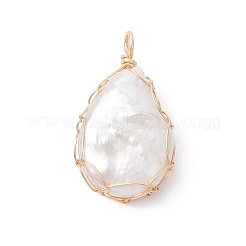 Natural Baroque Pearl Keshi Pearl Copper Wire Wrapped Pendants&nbsp;PALLOY-JF04725