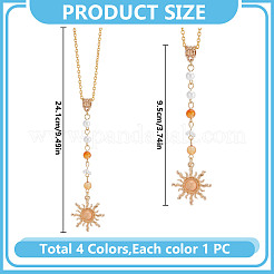 4Pcs Alloy & Acrylic & Natural Green Aventurine & Carnelian & Rose Quartz & Amethyst Beads Hanging Ornaments&nbsp;HJEW-DR00199
