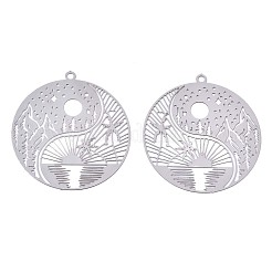 Non-Tarnish 201 Stainless Steel Filigree Pendants&nbsp;STAS-S118-025P