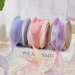 1 Bag Gradient Color Organza Ribbon&nbsp;OHAR-CY0001-01A