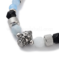 Natural Mixed  Gemstone with 201 Stainless Steel Necklaces&nbsp;NJEW-Q334-01C