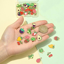 36Pcs 12 Styles Fruits Alloy Enamel Pendants&nbsp;FIND-FS0005-12