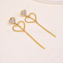 304 Stainless Steel Rhinestone Stud Dangle Earrings for Women&nbsp;DD2048