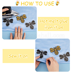 12Pcs 6 Styles Bees Hotfix Rhinestone Iron on Patches Appliques&nbsp;DIY-CP0009-67