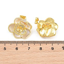 Brass Micro Pave Cubic Zirconia Stud Earring Findings&nbsp;CU-CBAA5EE-04G-02