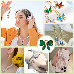 12Pcs Brass Glass Charms&nbsp;KK-PH0013-43B