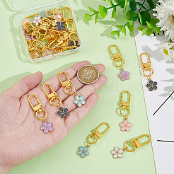 25Pcs 5 Colors Flower Alloy Enamel Pendant Decoration&nbsp;HJEW-UN00036