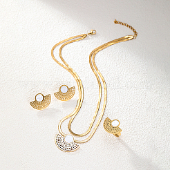 Fan Shape Golden 201 Stainless Steel Jewelry Set&nbsp;VT9934-2