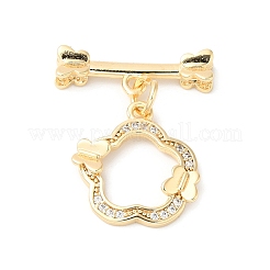 Brass Micro Pave Clear Cubic Zirconia Toggle Clasps&nbsp;KK-P234-64G