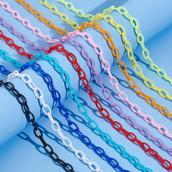 20 Strands 10 Colors Opaque Acrylic Cable Chains&nbsp;SACR-PH0002-11