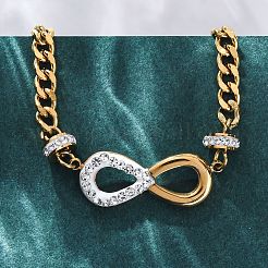 304 Stainless Steel with Polymer Clay Rhinestones Infinity Pendant Necklaces for Women&nbsp;NJEW-Z065-04G