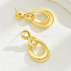 Fashionable Vintage Geometric Symbol Irregular Teardrop Brass Dangle Stud Earrings&nbsp;IJ5546