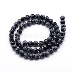 Natural Snowflake Obsidian Round Bead Strands&nbsp;G-J303-09-8mm