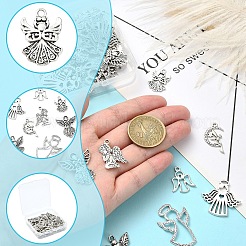 50Pcs 8 Styles Tibetan Style Alloy Moon with Fairy Pendants&nbsp;FIND-YW0005-15