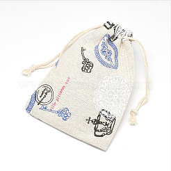 Printed Polycotton(Polyester Cotton) Packing Pouches Drawstring Bags&nbsp;ABAG-T004-10x14-14