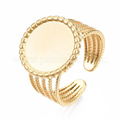 304 Stainless Steel Open Cuff Finger Ring Cabochon Settings&nbsp;STAS-T060-06G