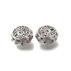 Brass Micro Pave Magenta Cubic Zirconia Beads&nbsp;KK-M318-44P-02