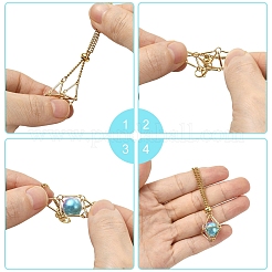 6Pcs 2 Colors 304 Stainless Steel Macrame Pouch Pendant Decorations&nbsp;HJEW-YW00203
