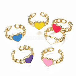 Brass Enamel Cuff Rings&nbsp;RJEW-N035-006-NF