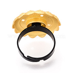 Adjustable Flower Alloy & Iron Bezel Cup Ring Base with Rotatable Tray&nbsp;MAK-T012-06G