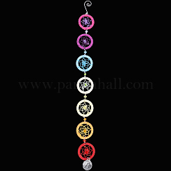 Handmade Rainbow Faux Suede & PP Plastic Woven Web/Net Pendant Decorations&nbsp;HJEW-WH20019-16P