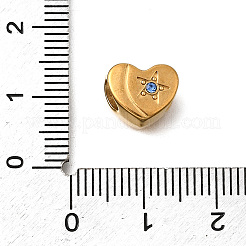 Heart with Star 304 Stainless Steel European Beads&nbsp;STAS-Z160-14G