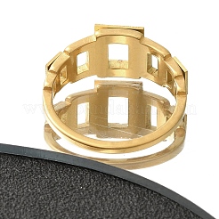 Textured Hollow Rectangle 304 Stainless Steel Finger Ring for Women&nbsp;RJEW-L126-11B-G